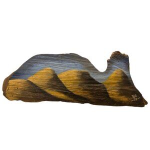 Mountain Painting Folk Art On Wood Sculpture Unique Rustic Decor OOAK Signed